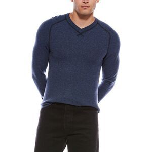 Autumn Cashmere Mens Cashmere Thermal Crewneck Sweater, Blue